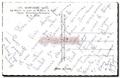 Saint-Ouen (Seine) — Prefeitura, margens do rio Sena, igreja Nossa Senhora do Rosário, estádio — Éditions d'Art Guy, Paris — Verso