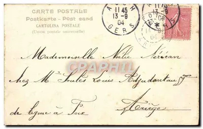 Niebieski rybka — kartka pocztowa z ręcznym tekstem — Cartolina Postale (Uniwersalna Poczta Międzynarodowa) — Rewers