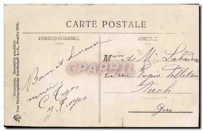 Mulher com vestido roxo e criança — cena noturna — editor Oranotypie, 1904 — Verso