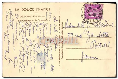 Deauville — Os Cavaleiros na Promenade — Yvon — Verso