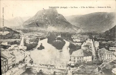 Tarascon (Ariège) — O Ponte, A Ilha de Sédour, Avenida de Foix — Dauphin Lib. Édit.