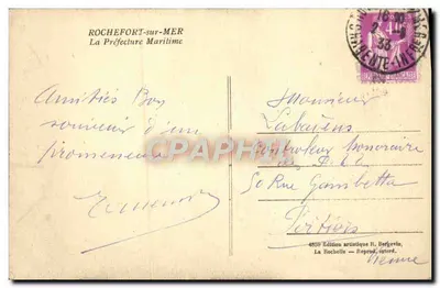 Rochefort — Prefektura Morska — Artystyczne wydawnictwo R. Bergevin — Rewers