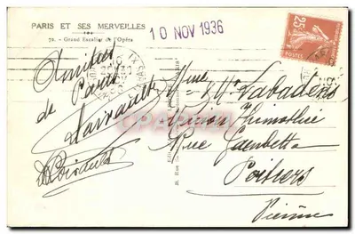 Grand Escalier de l'Opéra — Paris — Éditeur G. Guy, n°73 da série 'Paris e suas maravilhas' — Verso