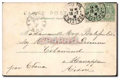 Bukiet myślik i myślik — wydawca nie widoczny — datowana 19 lipca 1908 — Rewers