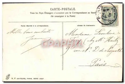 Dwa putti na drabinach — 1900 — K. F. Éditeurs, Paryż, seria 01237 — Rewers
