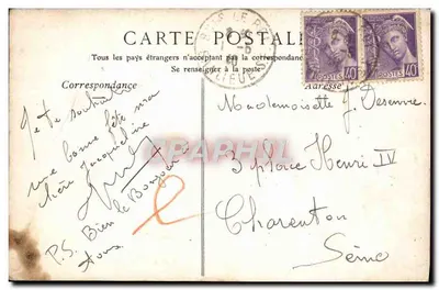 Bilhete postal antigo Fantasia Flores de Chantilly — Verso