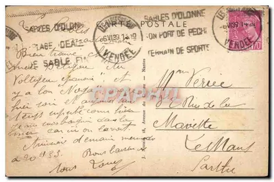 Les Sables-d'Olonne (Vendée) — Ogólny widok plaży — Merais, nr 311 — Rewers