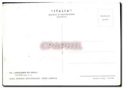 Cruiser Leonardo da Vinci — Spółdzielnia Żegluga Genewa — seria 3.59.200 — Rewers