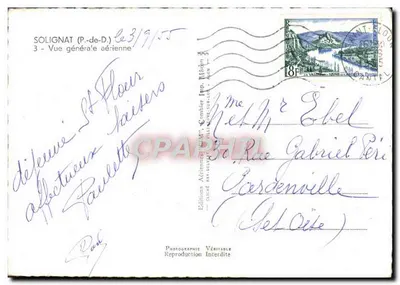 Solignat (P.-de-D.) — Vista geral aérea — Éditions Combier — Verso