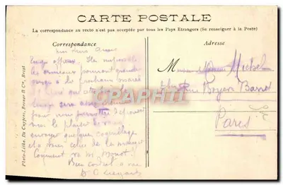 Punt Saint-Mathieu — De Lantaarn en de Ruïnes — Foto-Litografie. De Cujjere, Brest n°57 — Achterkant
