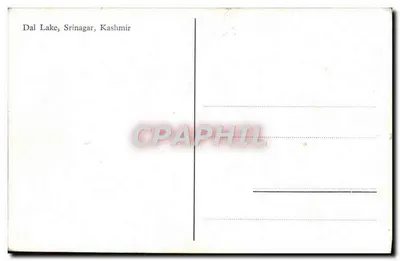 Jezioro Dal, Srinagar, Kaszmir — widok z mężczyzną na łódce z kwiatami — numer seryjny nieczytelny — Rewers