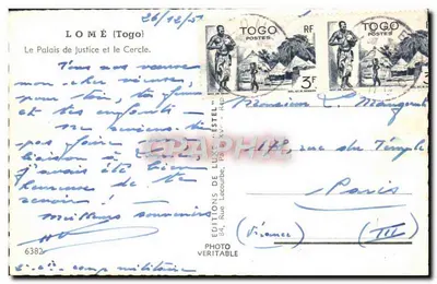 Palácio de Justiça e o Cercle — Lomé (Togo) — Éditions de Luxe 'Estel' n°6382 — Verso