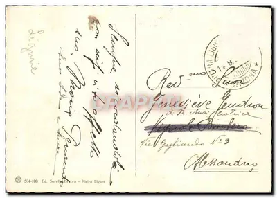 Pietra Ligure - Longo mare e mon. ai Caduti — Ed. Sorella Bracco, n° 504-108 — Verso