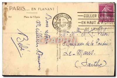 Place de l'Opéra — Paryż — Les Éditions d'Art Lyon — Rewers