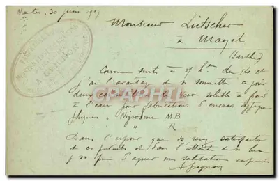 Nantes — karta pocztowa datowana 30 czerwca 1909 — wydawca nieznany — Rewers