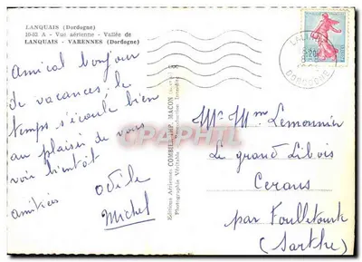 Lanquais - Vista aérea - Vale de Lanquais (Dordogne) — Edições Aéreas COMBIL - IMP. MACON — Verso