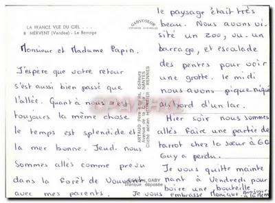 O Barragem de Mervent (Vendée) — vista aérea — editor Gabycolor — Verso