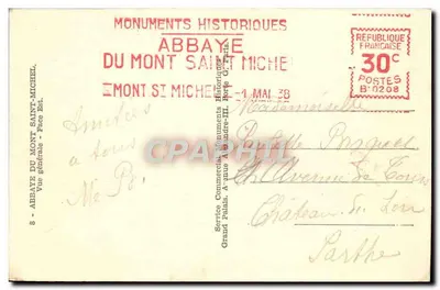 Monte Saint-Michel — Vista general — Service Commercial Monuments Historiques, París — Reverso