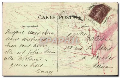Mulher da Ilha de Sein — Estudo de Tèle — Coleção Villard Quimper, n°1609 — Verso