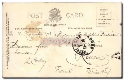 Trafalgar Square & Nelsons Monument — Londen — Beagles' Postcards n°848.W — Achterkant