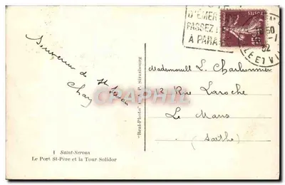 Saint-Servan — Port St-Père i Wieża Solidor — Real-Photo A.P. Strasbourg — Rewers