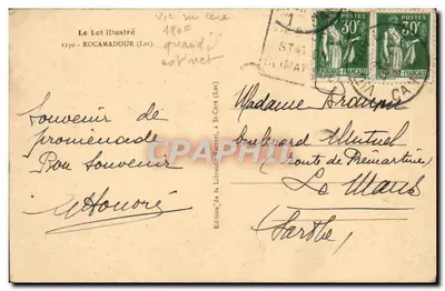 Rocamadour — widok na wzniesione wiosce — Wydawnictwo Librairie Vernet — Rewers