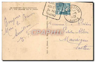Le Tréport (Seine-Inférieure) — Ogólny widok na kasyno — Wyd. G. Réant, Paryż (n°21) — Rewers
