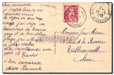 Côte d'Émeraude — La Digue pod burzą — Wydawnictwo Mesty, Rennes, nr 2084 — Rewers