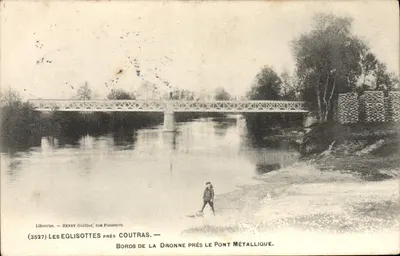 Les Eglisottes perto de Coutras — Margens da Dronne perto do ponte metálico — Henry Guillier, rue Fonneuve