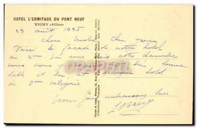 Vichy (Hôtel de l'Ermitage et du Pont Neuf) — Patras — numer serii nieczytelny — Rewers