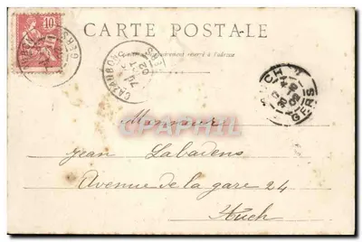 Bilhete postal antigo Barbotan Estabelecimento das Boues e de Hidroterapia — Verso