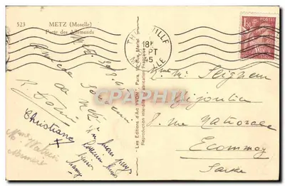 Puerta de los Alemanes — Metz (Mosela) — Les Éditions d'Art Yvón, n°523 — Reverso