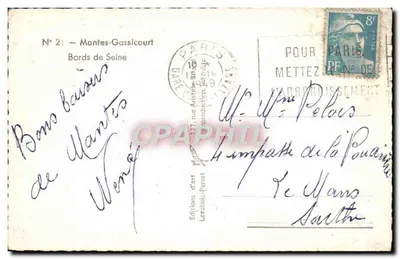 Margens da Sena — Mantes-Gassicourt — Marco — Verso