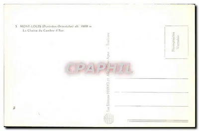 Mont-Louis (Pyrénées-Orientales) — A Cadeia do Cambre d'Ase — Éditions NARBO — Verso