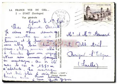 Bilhete postal moderno Eymet Vista Geral — Verso