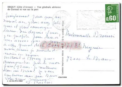 Erquy (Côte d'Armor) — Ogólny widok z powietrza Caroual i widok na port — Wydawca Combier — Rewers