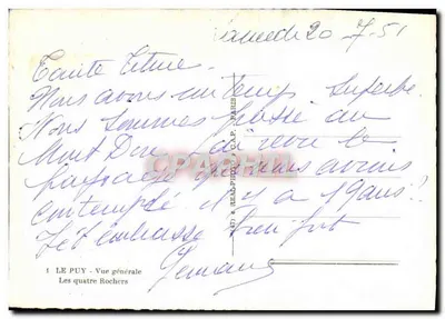 Le Puy - Allgemeiner Blick - Die vier Felsen — Verlag C.A.P. Paris, Nr. 47 — Rückseite