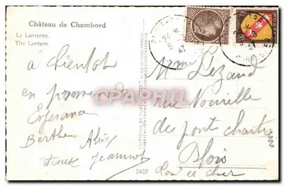 Zamek w Chambord — Lanterne — Wydawca Estel, nr 2459 — Rewers
