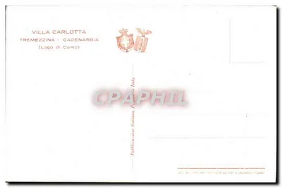 Villa Carlotta — Jardín en terraza con avenida central — Pubbl. Italiana a Lacco-Milano — Reverso