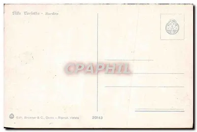 Jardim da Villa Carlotta — Como — Edit. Brunner & C., Como — Verso