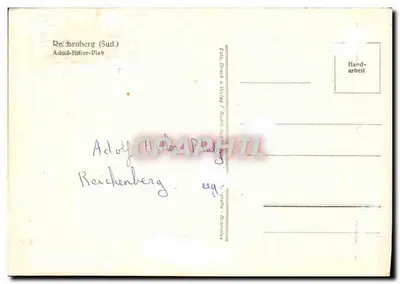 Reichenberg (Południe) — Plac Adolf-Hitlera — Photo Druck u. Verlag F. Rudin, Reichenberg — Rewers