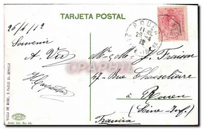 Sevilla — Szczegóły sal w Alcázarze — Widoki Mislol, S. Pablo, Séville — Rewers