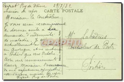 Clermont-Ferrand — Square Blaise Pascal e o Puy de Dôme — A Auvergne pitoresca, editor Idsalo, n° 4081 — Verso
