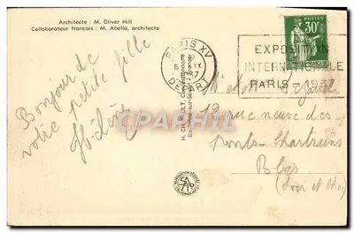 Exposición Internacional París 1937 — El Pabellón de Inglaterra — Editor CH n°144 — Reverso