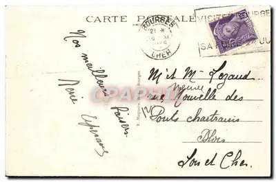 Bourges — Katedra, widok z ogrodu Hôtel de Ville — E.M.B. nr 201 — Rewers