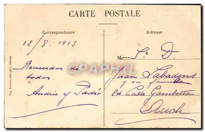 O Farol de BIARRITZ — As Garças — Eug. Perault, edição fotográfica Biarritz, n°64 — Verso