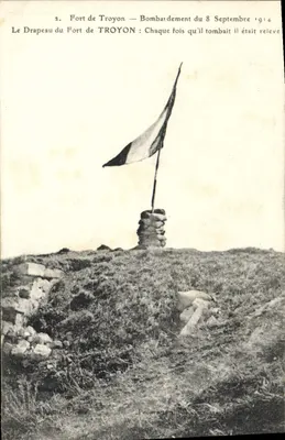 Fort de Troyon — Bombardamento do 8 de Setembro de 1914 — Bandeira levantada após cada queda
