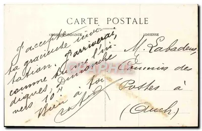 Mirande — Rue de l'Évêché et Église Notre-Dame — Abadie, libraire, Mirande — Verso