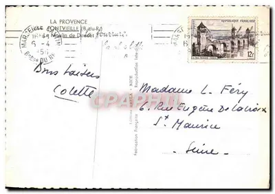 Bilhete postal moderno Fontvielle O Moulin de Daudet — Verso