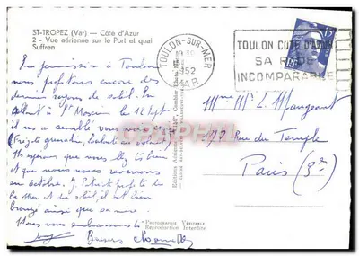 St-Tropez (Var) — widok z lotu ptaka na port i nabrzeże — Éditions Aériennes Combier — Rewers